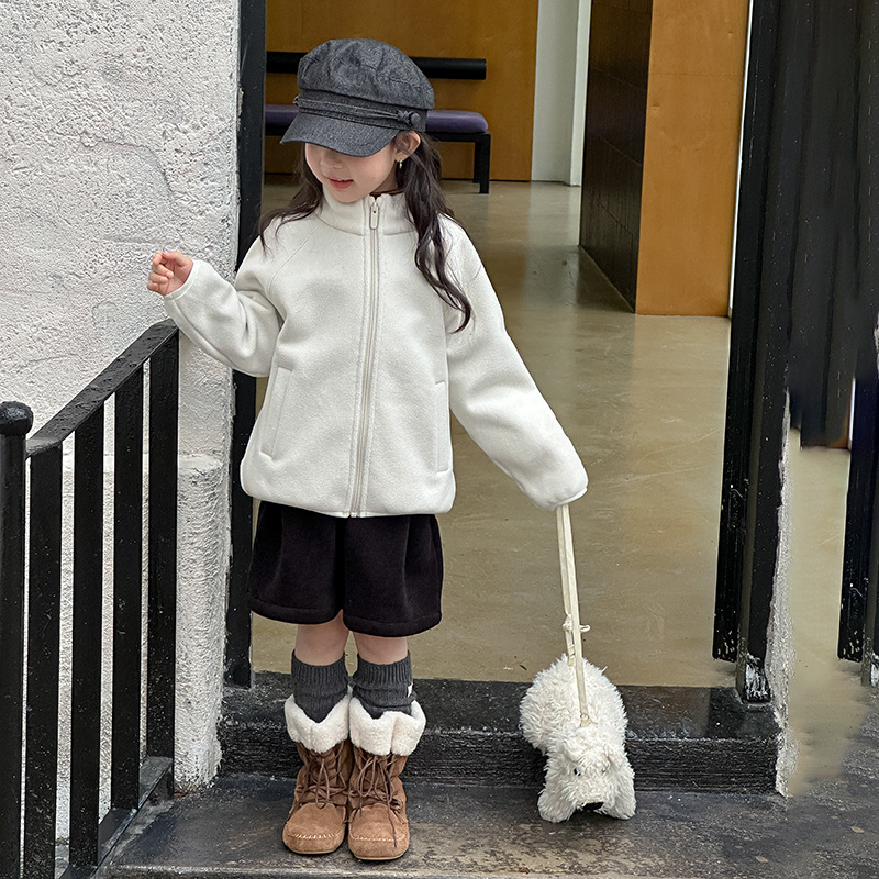 Yumi妈女童内搭外穿防风棉衣儿童冬季奥粒绒双面毛绒外套25H038 - 图3