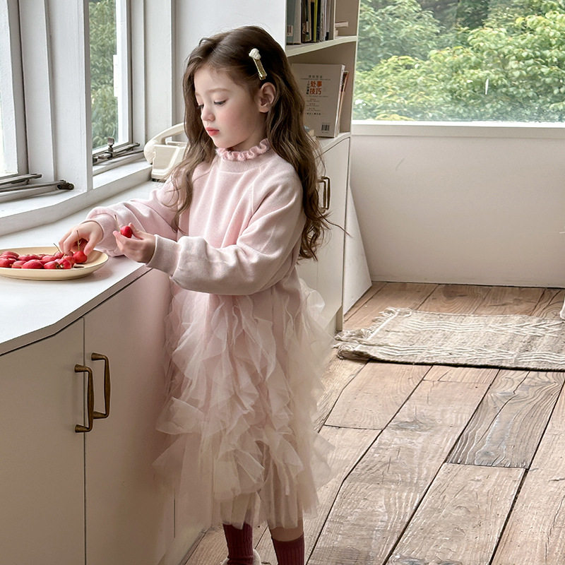 女童洋气卫衣裙儿童公主裙子小仙女拼接网纱连衣裙   24B019,淘宝优惠券,粉丝福利购,淘宝优惠卷