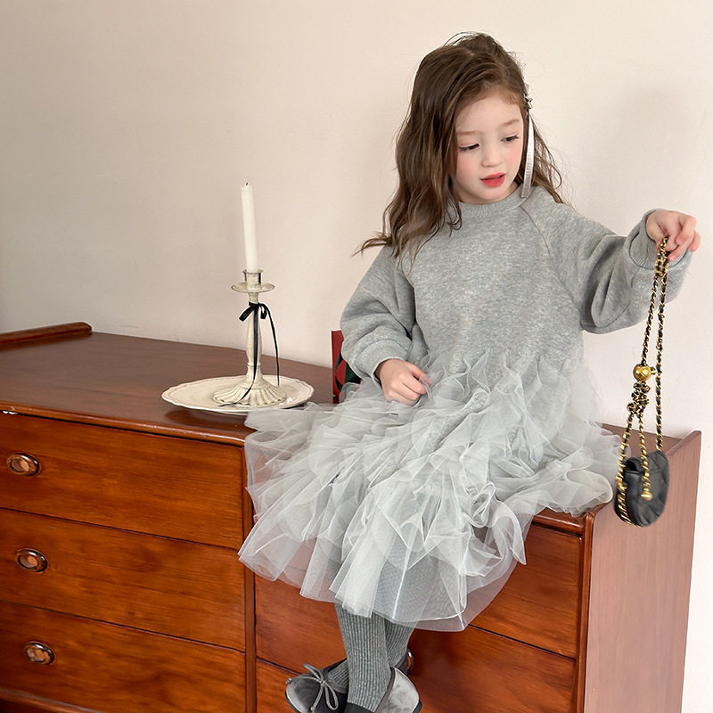 女童洋气卫衣裙儿童公主裙子小仙女拼接网纱连衣裙   24B019,淘宝优惠券,粉丝福利购,淘宝优惠卷