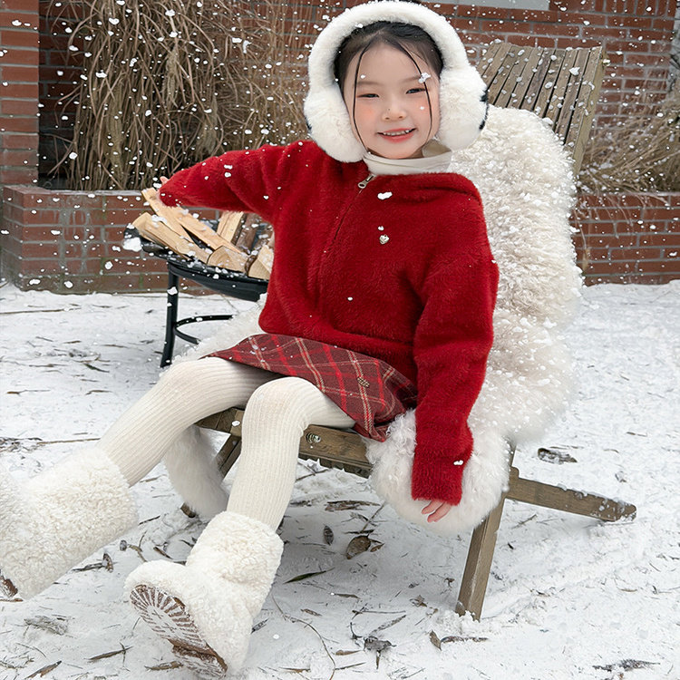 Yumi妈冬季女童新年款仿貂绒毛衣潮儿童小熊耳朵连帽针织25M158,淘宝优惠券,粉丝福利购,淘宝优惠卷