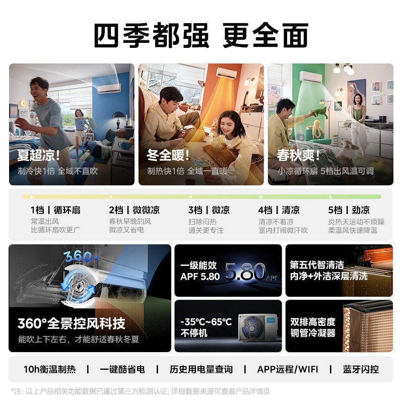 美的全面风风尊3代pro一级大1.5匹变频冷暖四季空调官方正品挂机