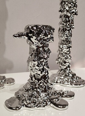 现代轻奢树脂电镀氛围烛台摆件客厅餐厅高档蜡烛台样板间家居软装