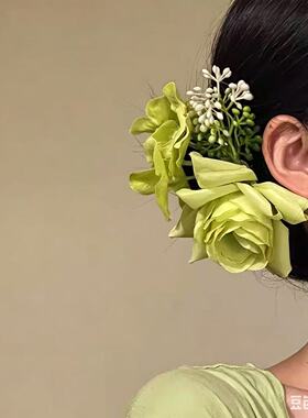 小清新度假风ins花朵刘海边夹