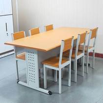 Steel Wood Reading Desk Library Chair Reading Room Table And Chairs Combination Reading Table Steel Bookcase School Training Table