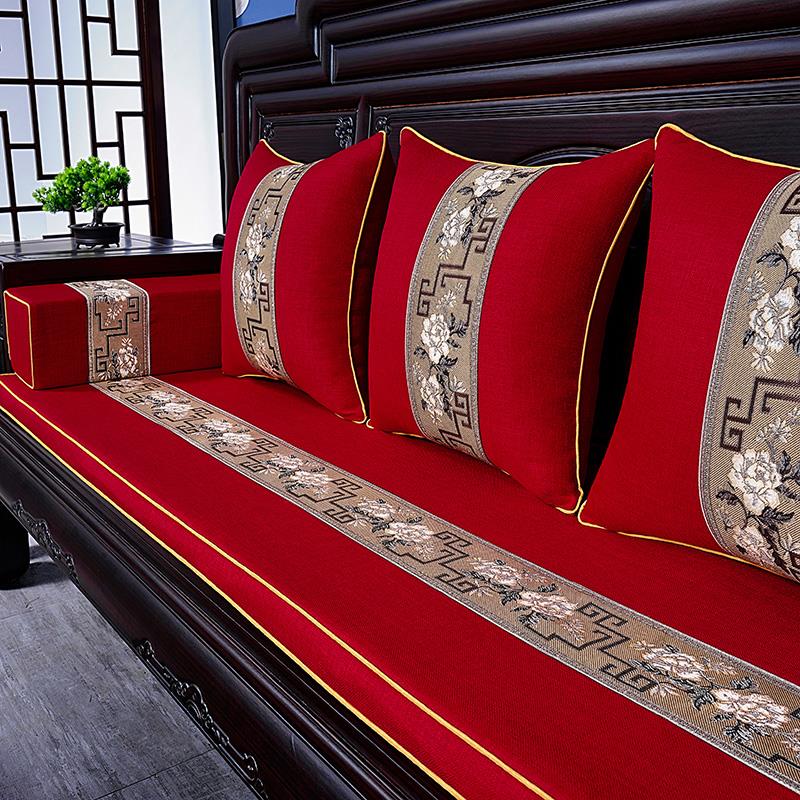 红木沙发坐垫防滑新中式沙发垫乳胶实木家具罗汉床座垫海绵垫定制-图1