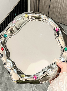 ins摆件高级感小众小清t新桌面玄关床头柜镜子装饰卧室玄关电视柜