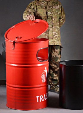 工业风铁艺油桶垃圾m桶收纳箱户外大型摆件酒吧风景区室外复古装