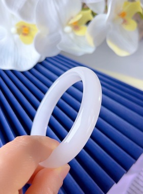 新疆和田玉色天然羊脂白金丝玉手镯女款玉镯和田玉平替白月光手镯