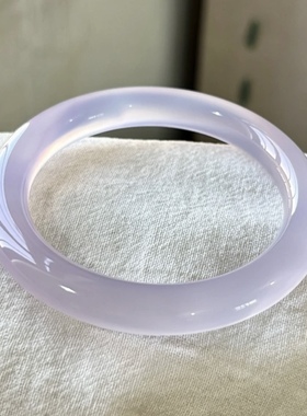 纯天然女款冰飘紫玛瑙手镯高冰淡紫色玉髓手镯平安镯玉镯