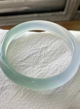 天然玛瑙手镯半山半水高冰透玉镯女款冰种玉髓手镯送妈妈正品女友