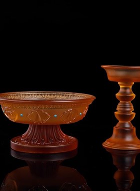 藏式古法琉e璃供护法杯密宗法器修行供水杯琉璃八吉祥酒杯家用摆