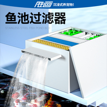 Winning Painting Fish Pond Waterfall Water Circulation System Brocade Carp Pond Large Outdoor Filter Tank Barrel Purified Water Pool Filter