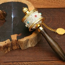 Tibetan prayer scroll hand-cranked gold wheel Lhasa hand-held gold barrel Tibetan style gold wheel Tibetan travel props and decorations