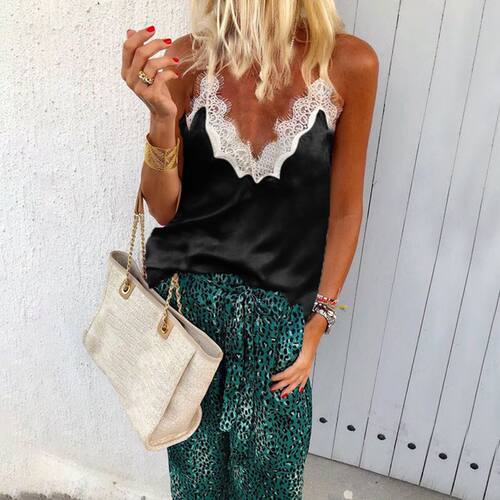 usas Casual Womens Vest Lace Camisole Crop Tops Female Shirt - 图2