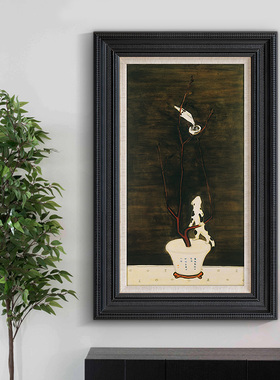 《盆花》大师常玉客厅装饰画法式中古风玄关壁画走廊过道复古挂画