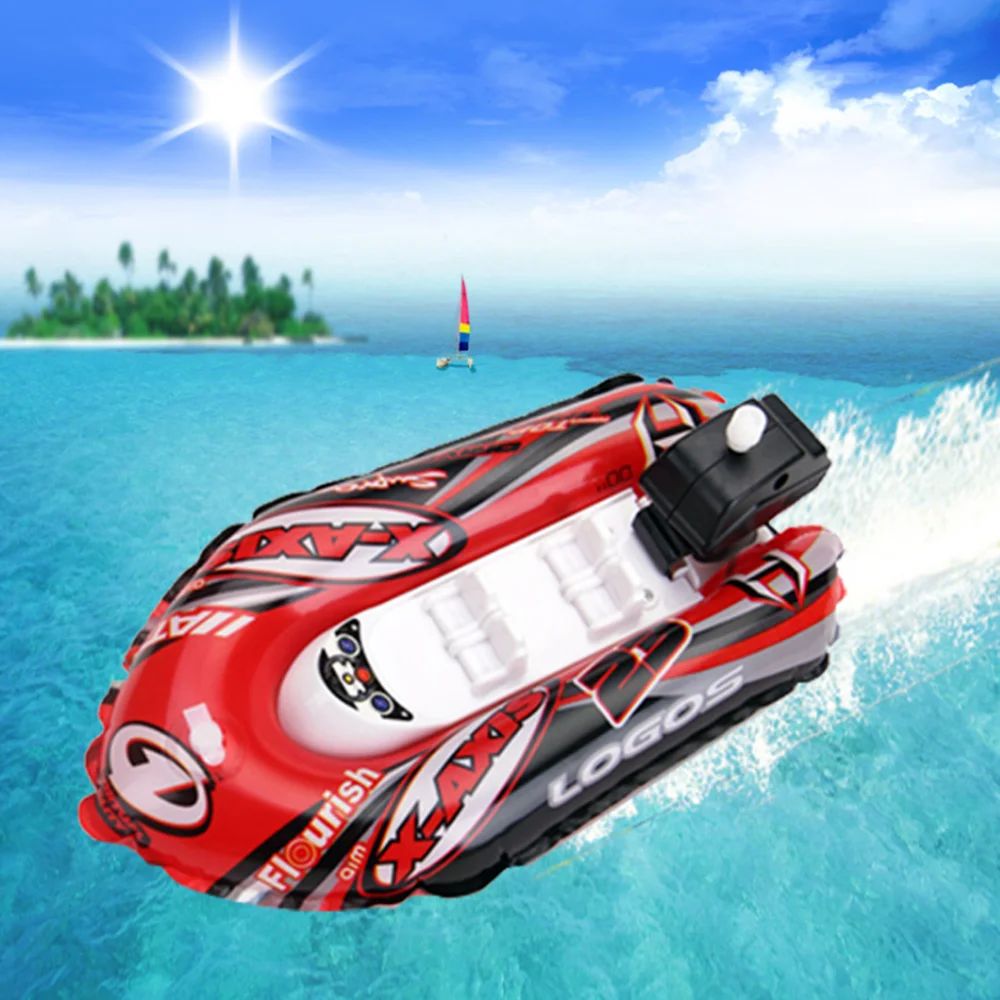 Inflatable Speed Boat Wind Up Toy Float In Water Kids Toys C-图1
