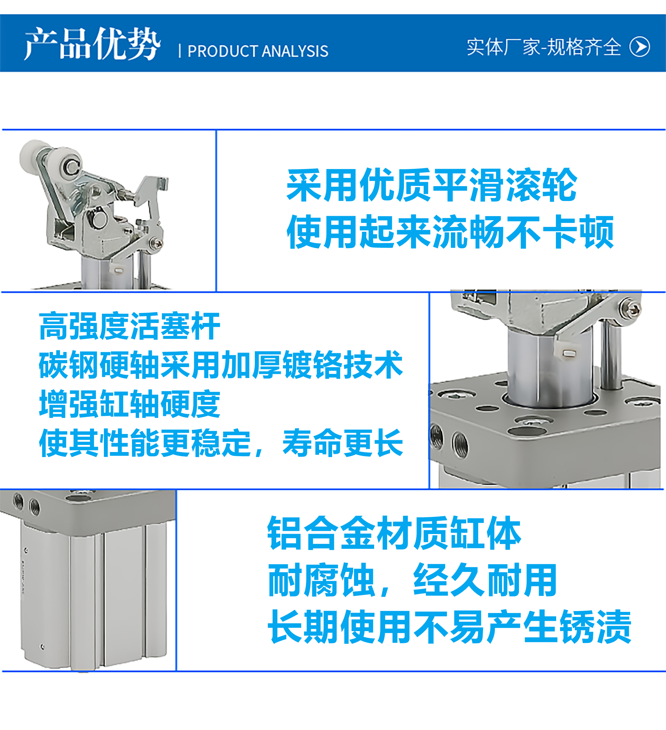重载型阻挡气缸RS1H50-30D/L/M RS1H63-30DM/BL/BM/TL RS1H80-40 - 图1