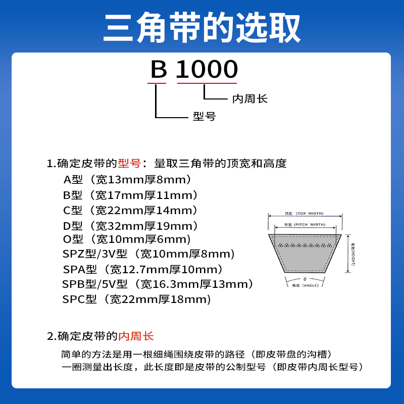 三力士B型三角皮带橡胶传动带B3327-B6650工业机器用硬线同步皮带 - 图2