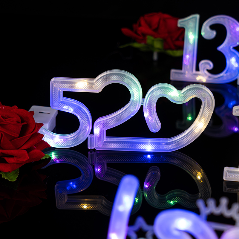 520情人节情侣告白蛋糕装饰发光love1314彩灯串灯带闪灯蛋糕摆件