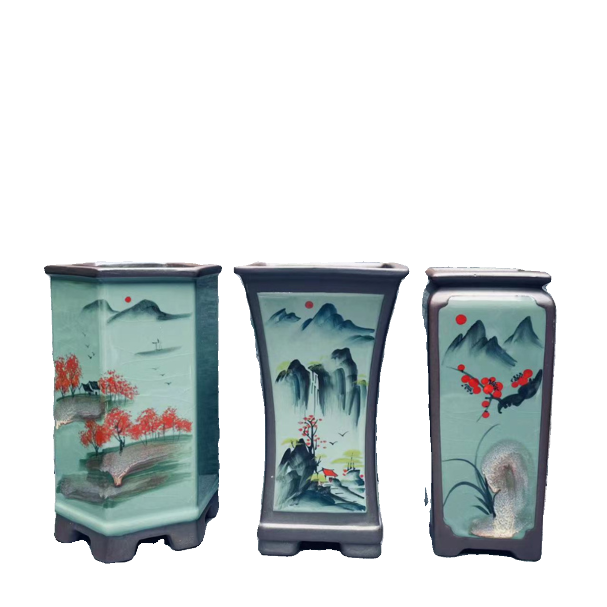 手绘紫砂陶瓷绿植盆栽多肉盆景盆菖蒲兰花盆中国风古典花盆包邮,淘宝优惠券,粉丝福利购,淘宝优惠卷