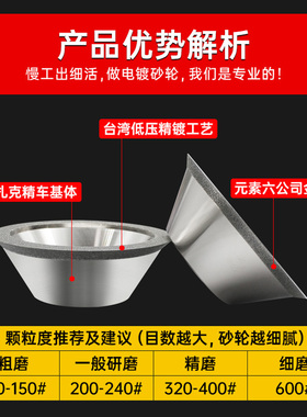 金信碗型金刚石砂轮45度斜边铣刀开槽合金磨刀机钻石斜面碗形沙轮