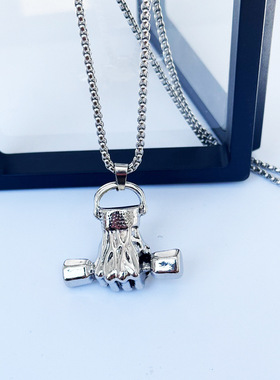 necklace健身项链欧美复古拳头项链男潮街头个性时尚毛衣链吊坠