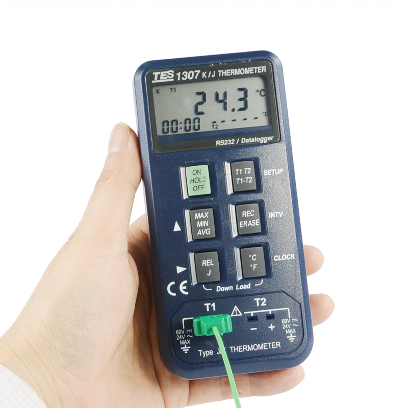 TES-1306/1307进口工业高精度K/J型热电偶数字温度计温度表检测仪 - 图0