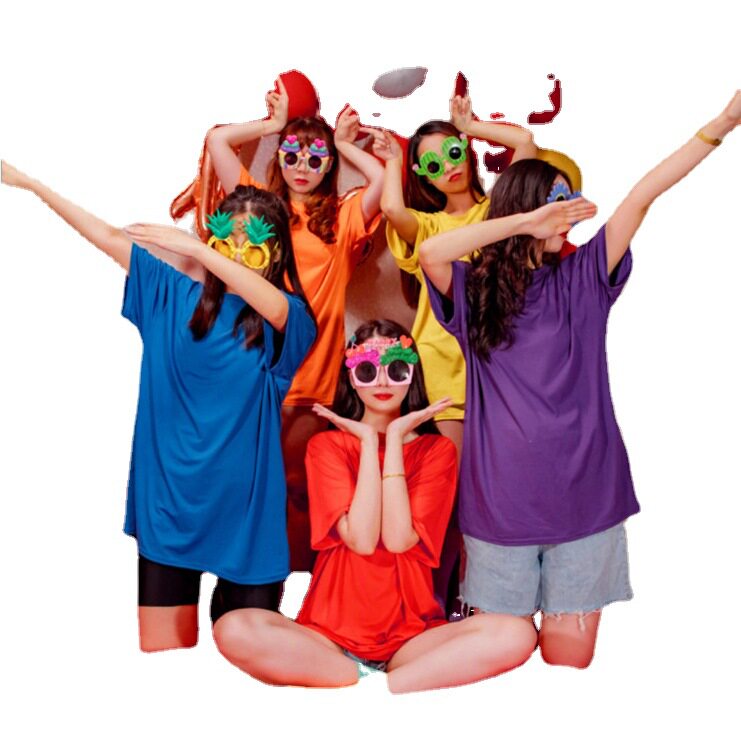 新款闺蜜装夏季彩色t恤伴娘姐妹团糖果色短袖聚会学生班服体恤女