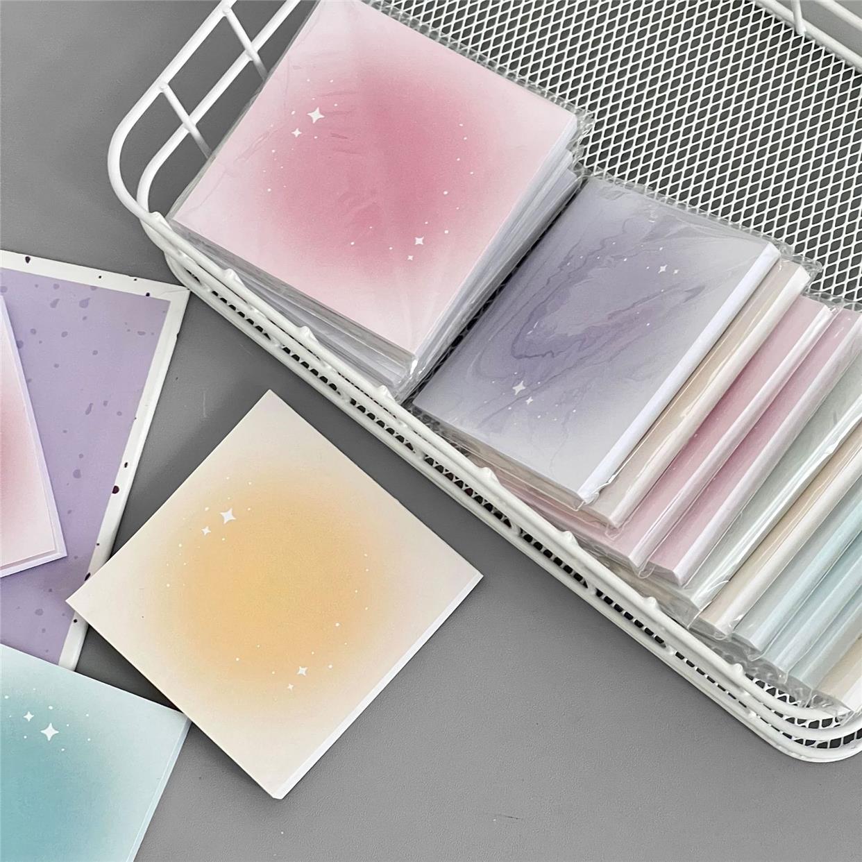 高颜值渐变便签纸可撕彩色方形便签本无粘性手帐素材纸小本子可爱 - 图1