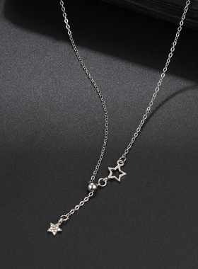 欧美闪钻星星项链女popu