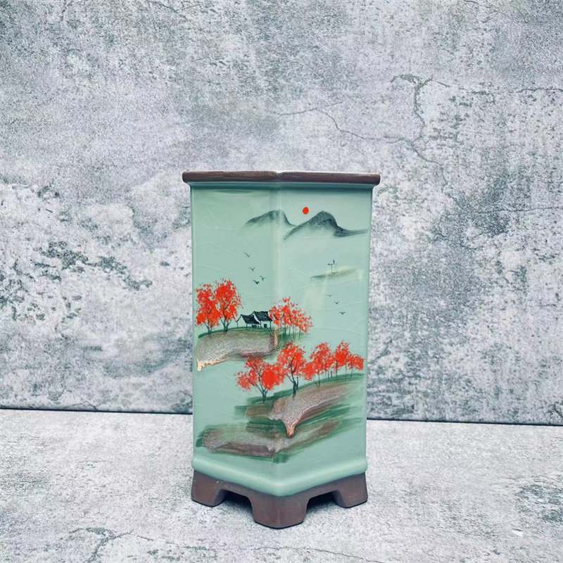 手绘紫砂陶瓷绿植盆栽多肉盆景盆菖蒲兰花盆中国风古典花盆包邮,淘宝优惠券,粉丝福利购,淘宝优惠卷