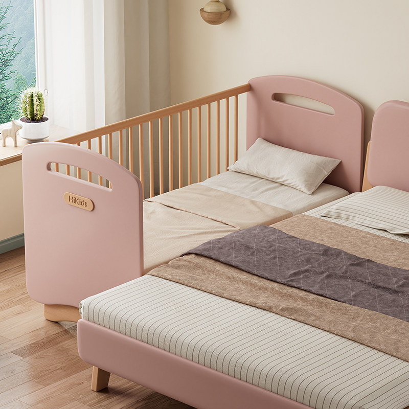 榉木儿童床男孩拼接床婴儿小床拼大床加宽宝宝床边床实木床带护栏,淘宝优惠券,粉丝福利购,淘宝优惠卷