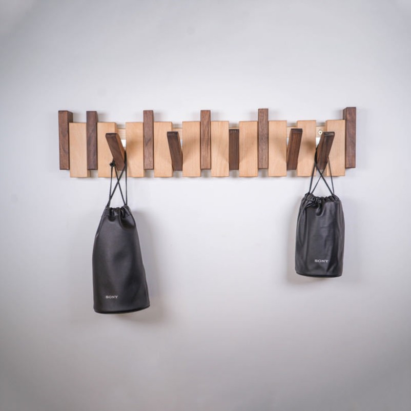 实木挂衣架衣服挂挂墙仿钢琴键挂壁衣架入户门玄关墙面木色衣帽架,淘宝优惠券,粉丝福利购,淘宝优惠卷