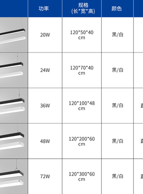 led办公室吊灯店铺商用长条灯办公灯长条吊灯吸顶灯方通专用灯