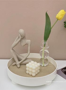 北欧风小众抽象雕塑摆件 树脂艺术人物装饰桌面托盘ins风家居创意