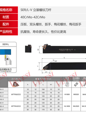 立装外螺纹刀杆SER2020K16-V SER2525M22-V  SVER3232P27-6-8-10