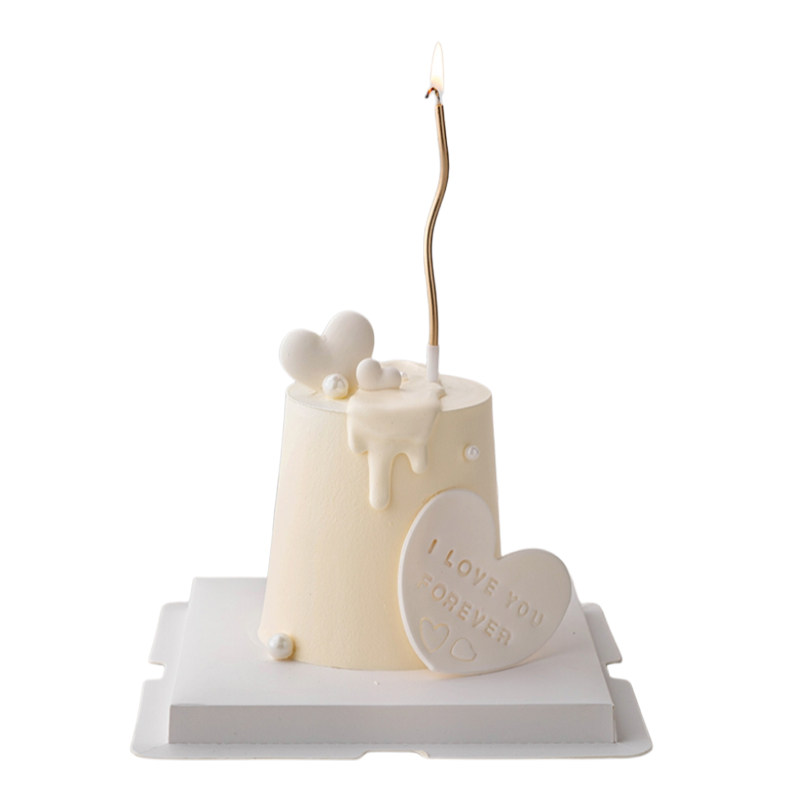 七夕情人节蛋糕装饰唯美纯白简约曲线蜡烛插件我爱你告白diy模具
