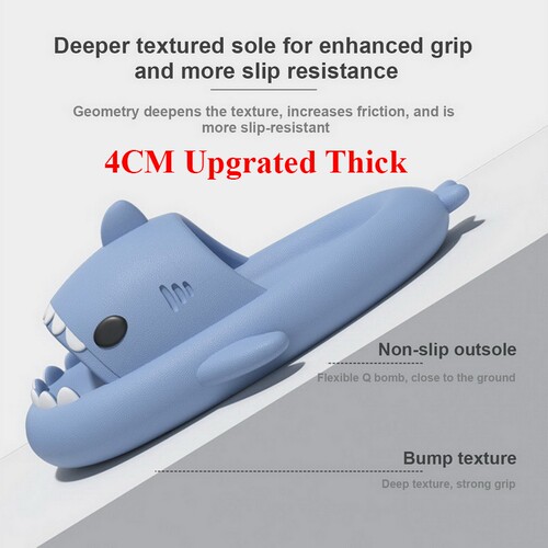 4CM Soft Man Women Shark Slippers Summer Beach Slides Anti-S - 图0