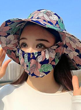 防晒口罩一体帽子女夏季新款户外