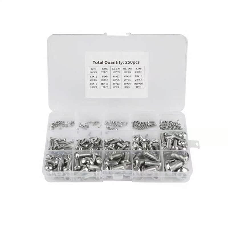 250pcs Machine Screws Set M2/M2.5/M3/M4/M5/M6/M8/M10 Stainle - 图3