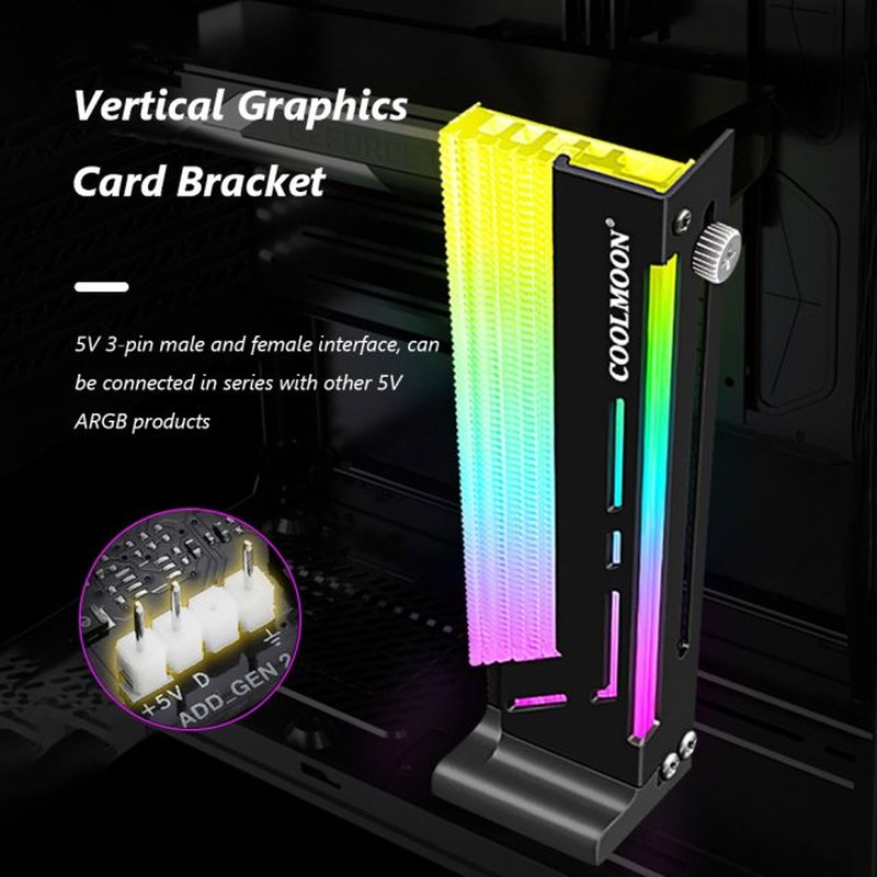 COOLMOON CM-GH2 Vertical GPU Support Colorful 5V 3/4pin A-RG-图2