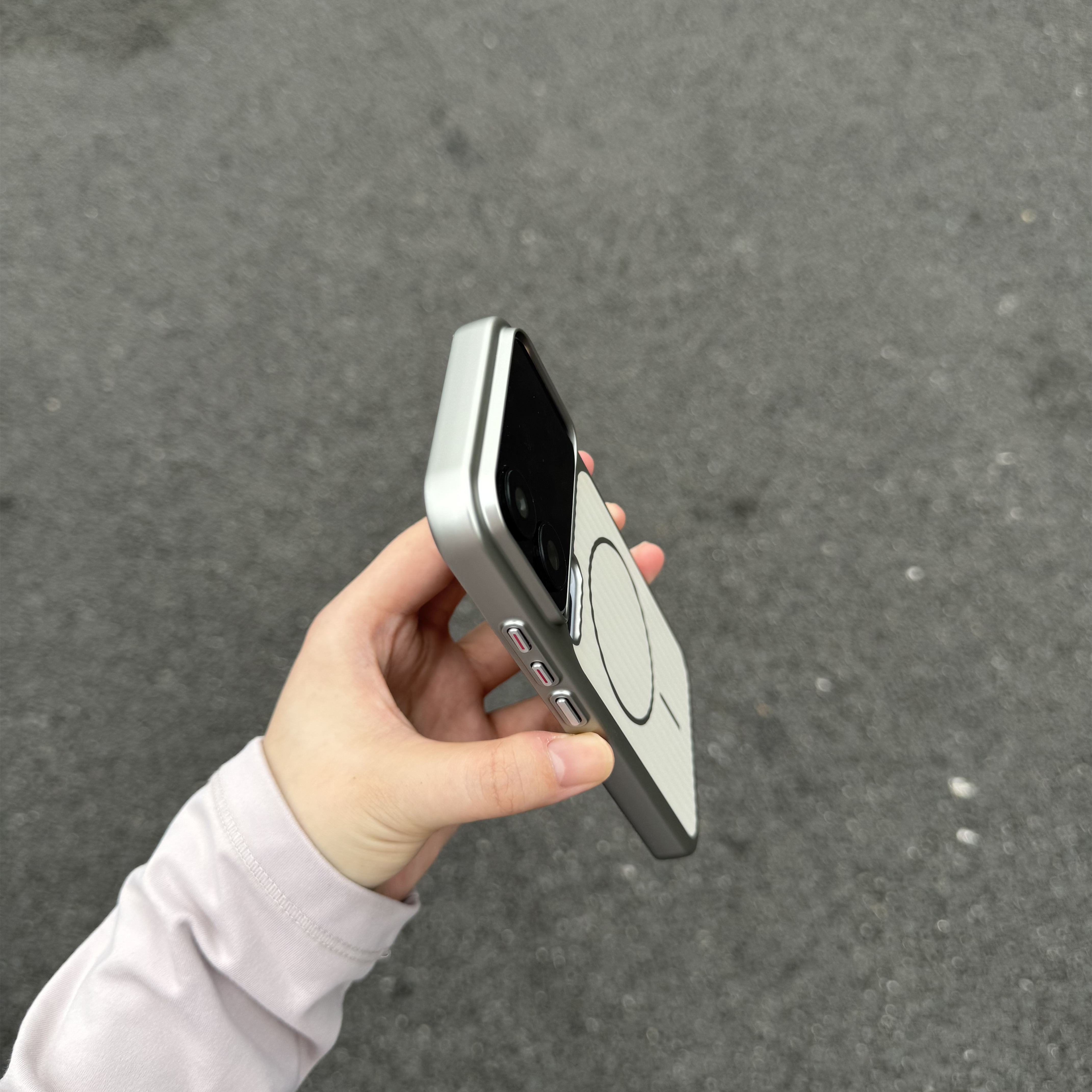 太空银色钛盾磁吸适用小米17promax手机壳iPhone17PM瓦楞纹17PRO金属漆iP16/15Pro独立按键轻薄新款全包硬壳 - 图1