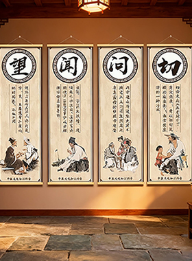 望闻问切挂布中医养生文化挂画