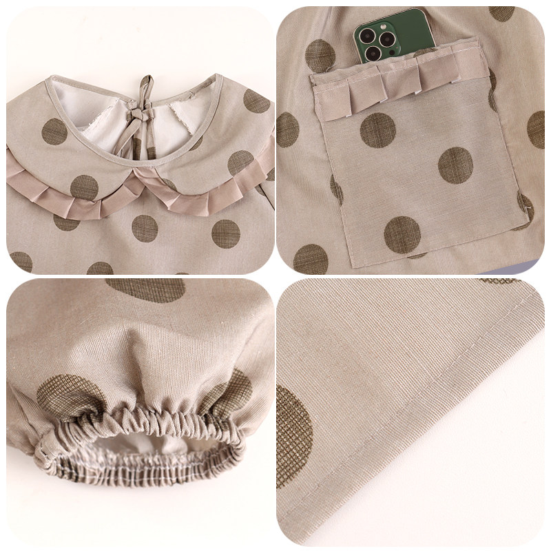 可爱长袖围裙做饭家用厨房洋气帆布耐磨防污简约工作罩衣韩式波点,淘宝优惠券,粉丝福利购,淘宝优惠卷