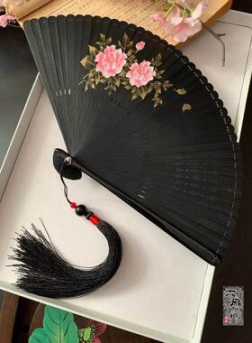 钛合金折扇乌金铁扇扇子男生霸气防身钛合金扇子钢骨折扇简约现代