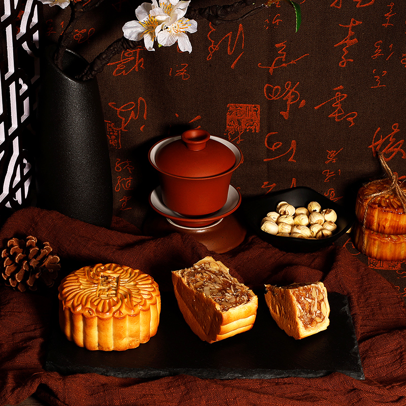 广州荔荣皇尚皇酒家传统正宗金腿五仁月饼广东特产老式火腿广式大