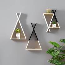 Creative Wall-mounted Triangle Pine Wood INS Living Room Background Wall Upper Shelf Log Separator