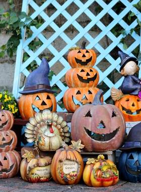 花园装饰庭院 树脂大南瓜草地摆件复古万圣节园林景观小品拍照道
