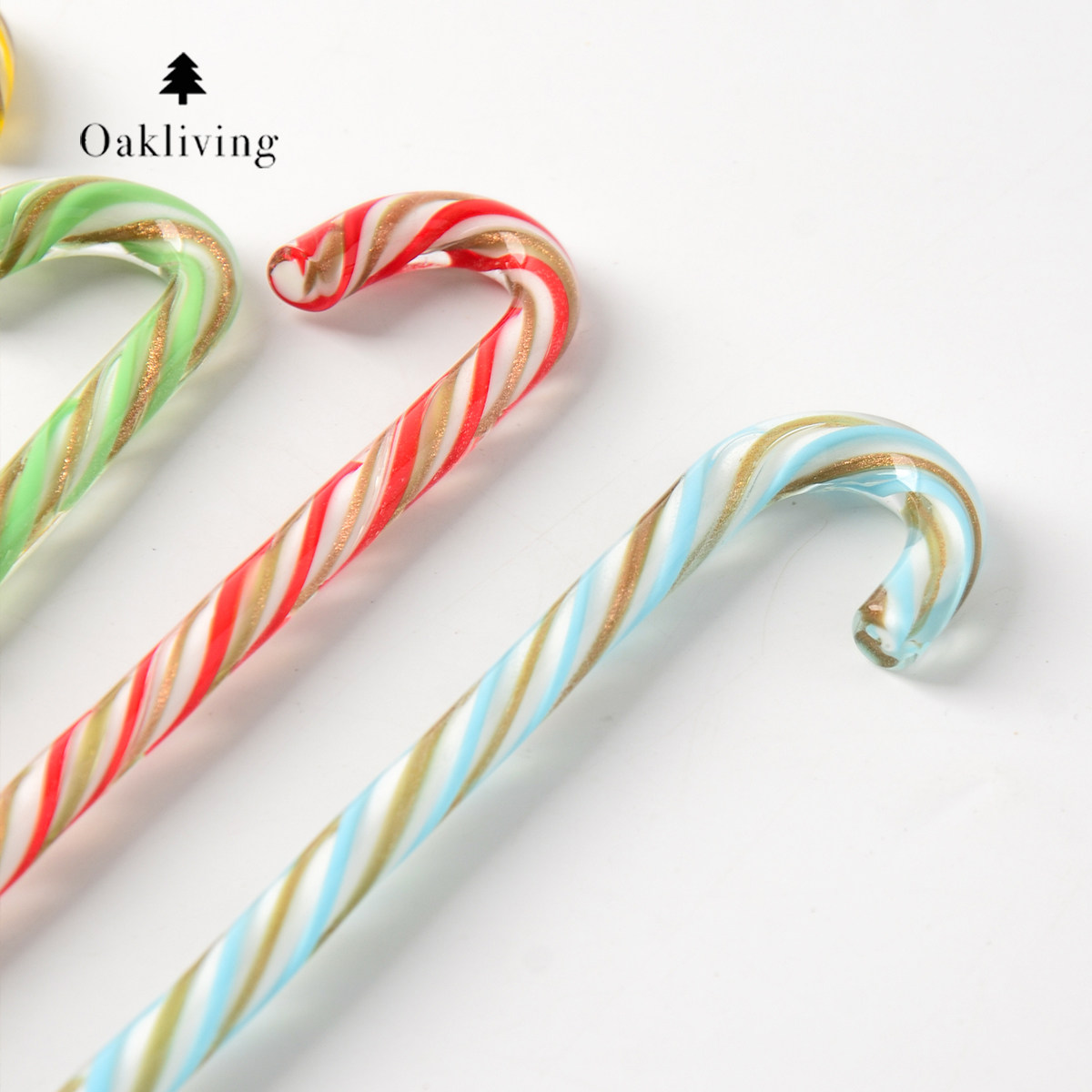 oakliving创意圣诞彩色条纹玻璃搅拌棒长柄果汁咖啡加长搅拌可爱,淘宝优惠券,粉丝福利购,淘宝优惠卷
