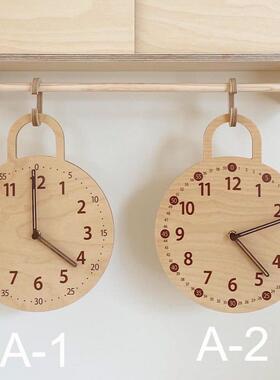 北欧ins简约家居实木静音钟 儿童房客厅卧室挂钟民宿床头座钟装饰